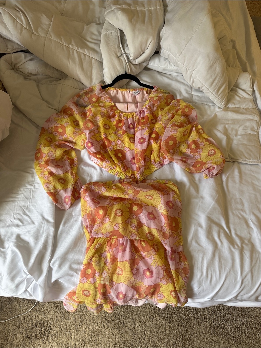 Steve Madden Pink and Yellow Cutout Floral Mini Dress